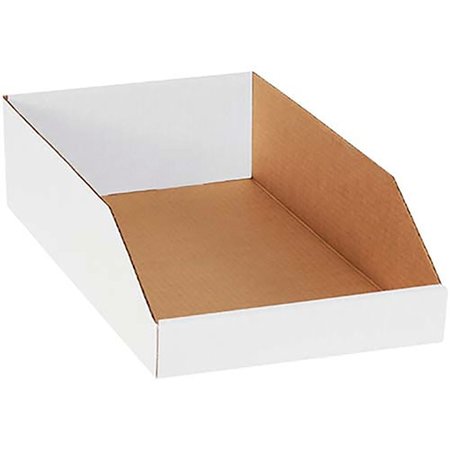 BOX PACKAGING Corrugated Storage Bin, 200#/Ect-32-B Corrugated, 10 in W, White BSBINEB1810